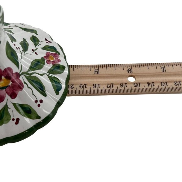 VTG RC & CLPorcelain Candlesticks Portugal Handpainted Flowers Vines - Picture 8 of 10